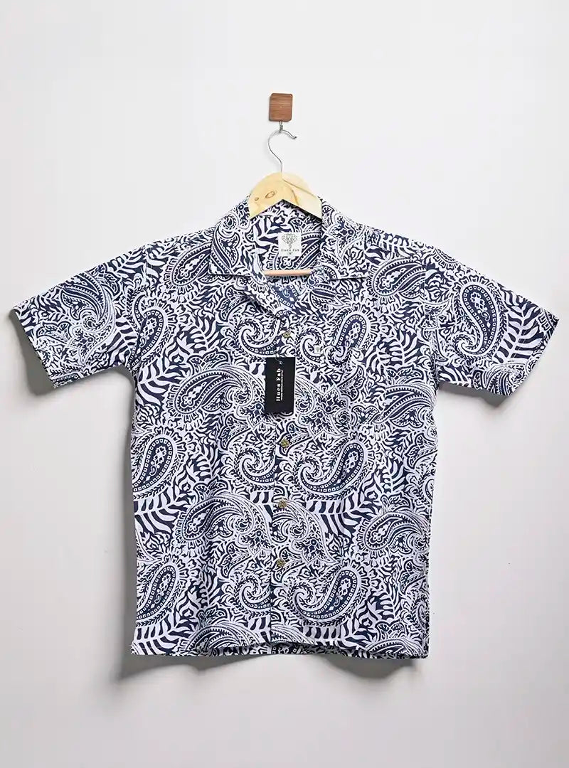 Blue paisley Cuban Collar Resort Shirt