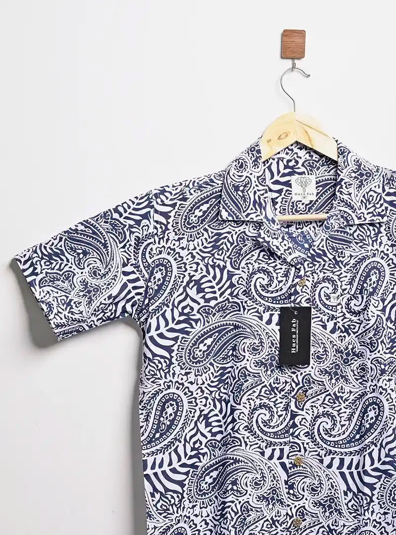 Blue paisley Cuban Collar Resort Shirt