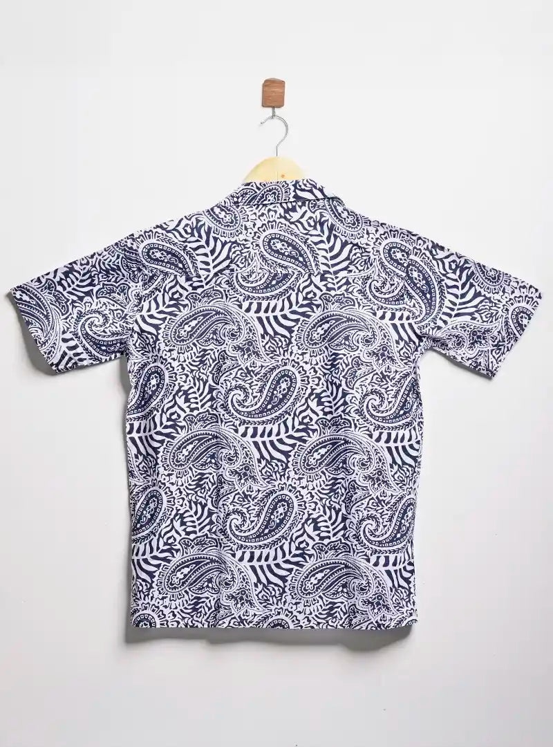 Blue paisley Cuban Collar Resort Shirt