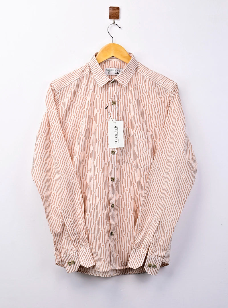Beige Lining Printed Full Sleeves Shirt