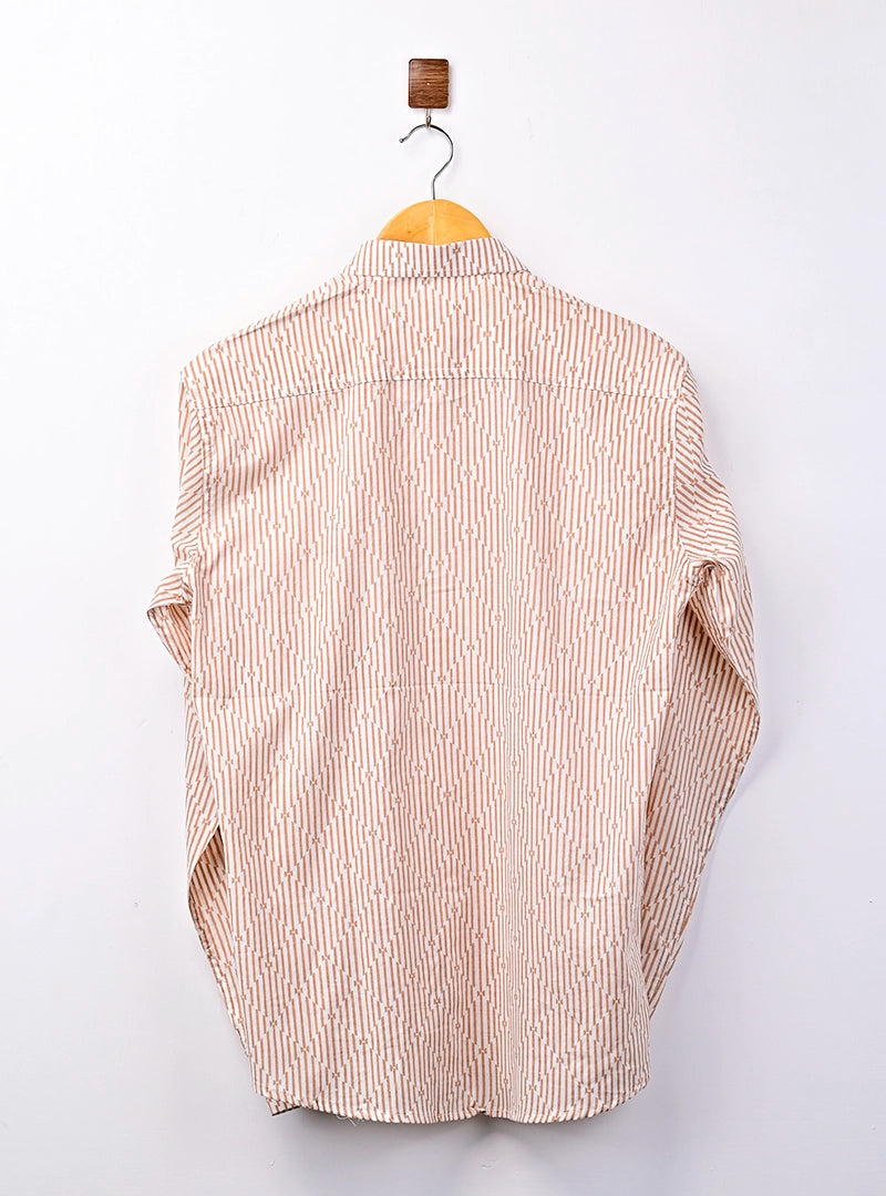 Beige Lining Printed Full Sleeves Shirt
