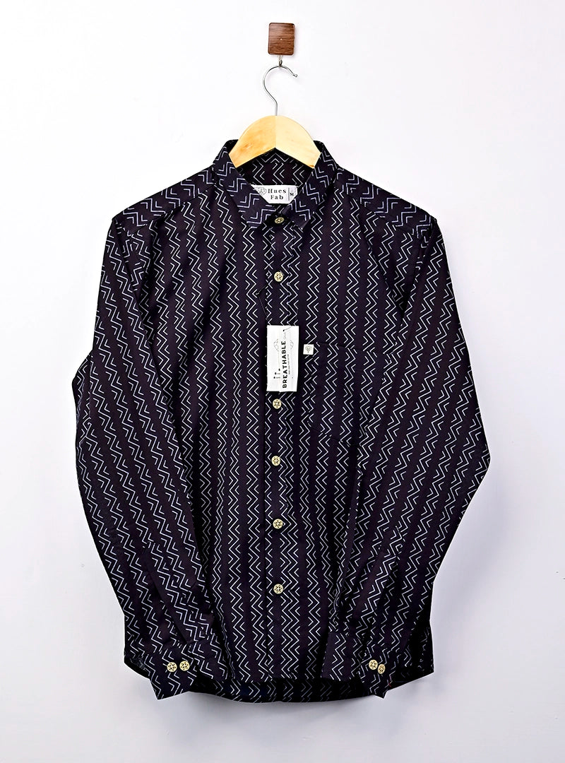 Black – White Stripes Full Sleeves Shirt