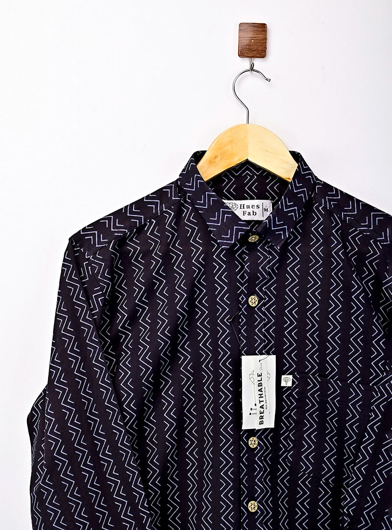 Black – White Stripes Full Sleeves Shirt