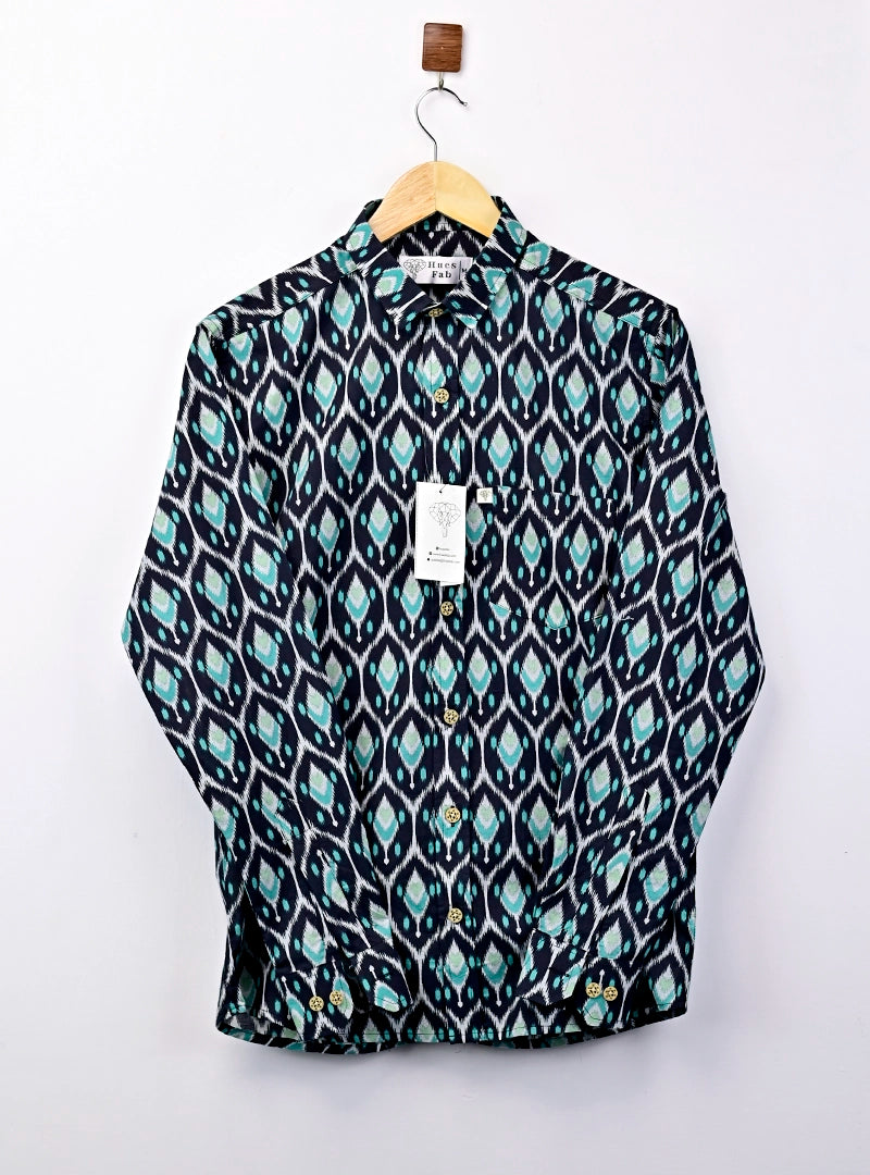 Black Peacock Printed Full Sleeves Shirt