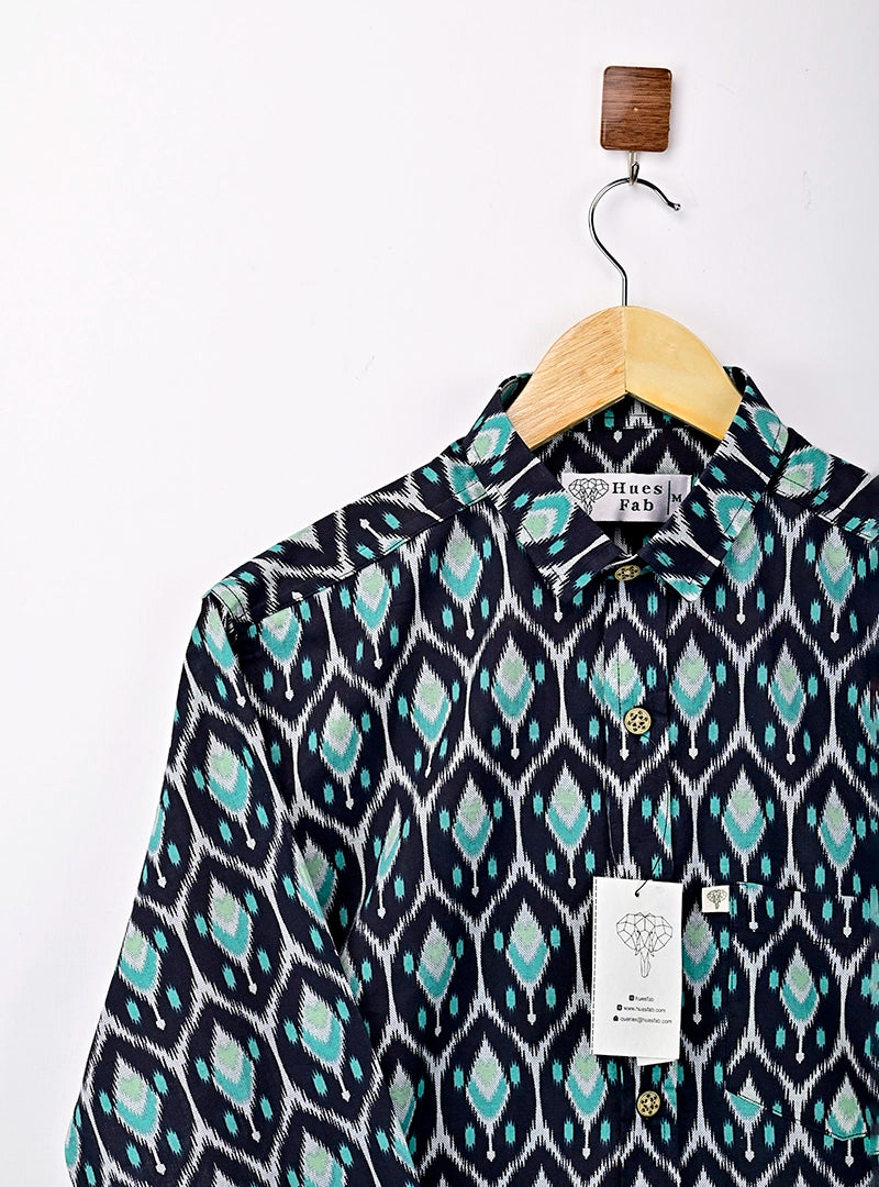 Black Peacock Printed Full Sleeves Shirt