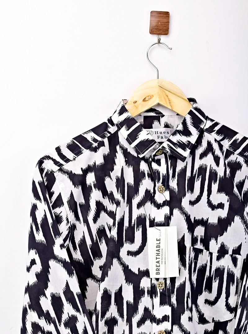 Black Abstract Printed Full Sleeves Shirt