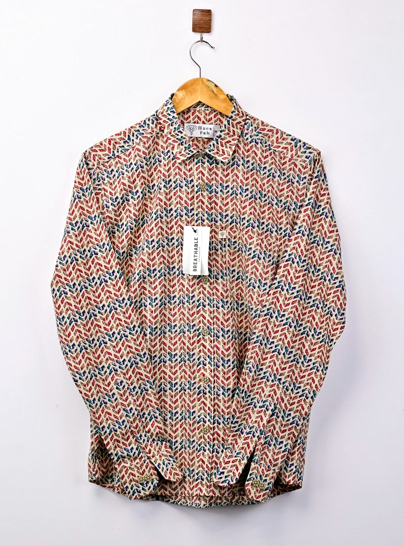 Multicolor Self Pattern Printed Full Sleeves Shirt