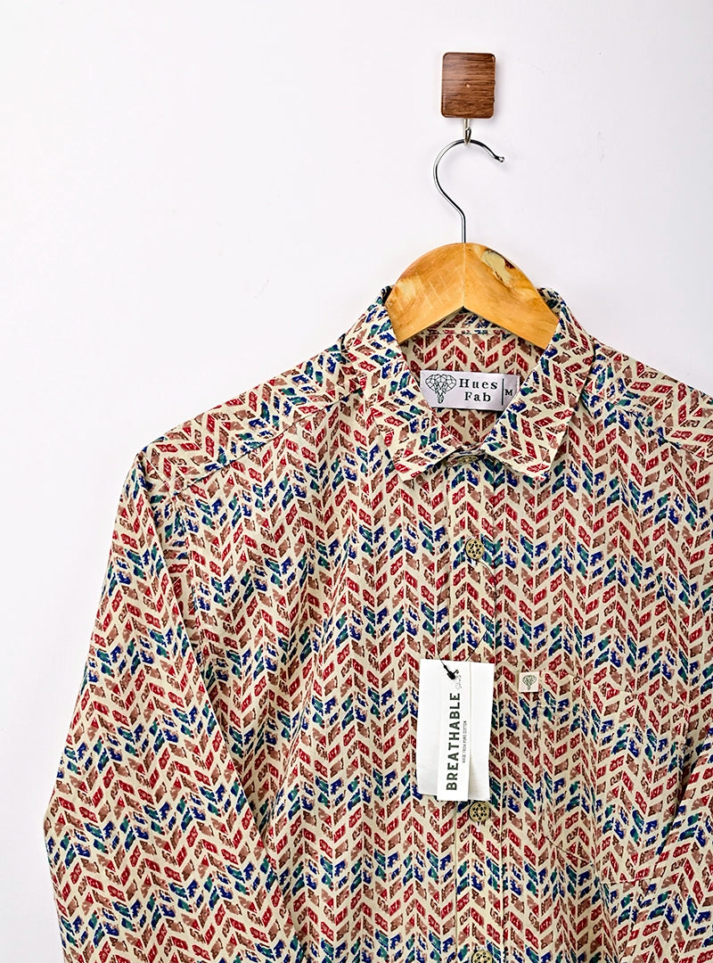 Multicolor Self Pattern Printed Full Sleeves Shirt