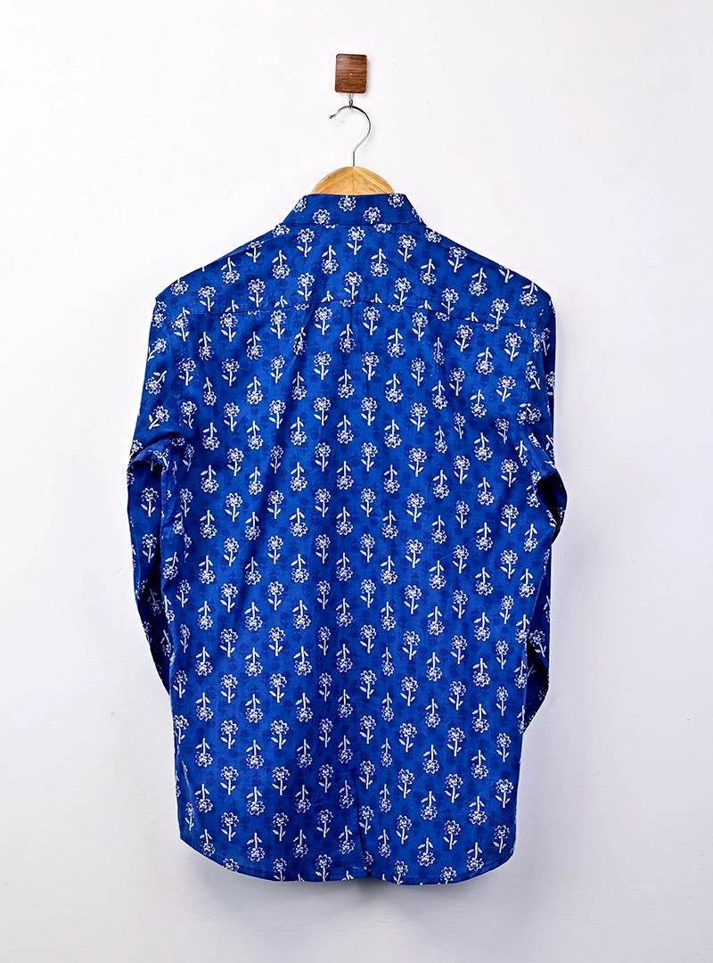 navy blue motifs full sleeves shirt