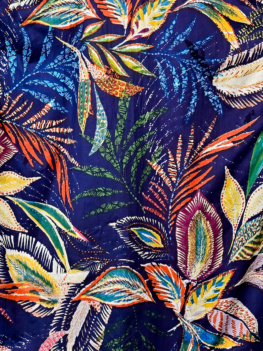 Navy – Multicolor Leaf Half-Sleeves Shirt