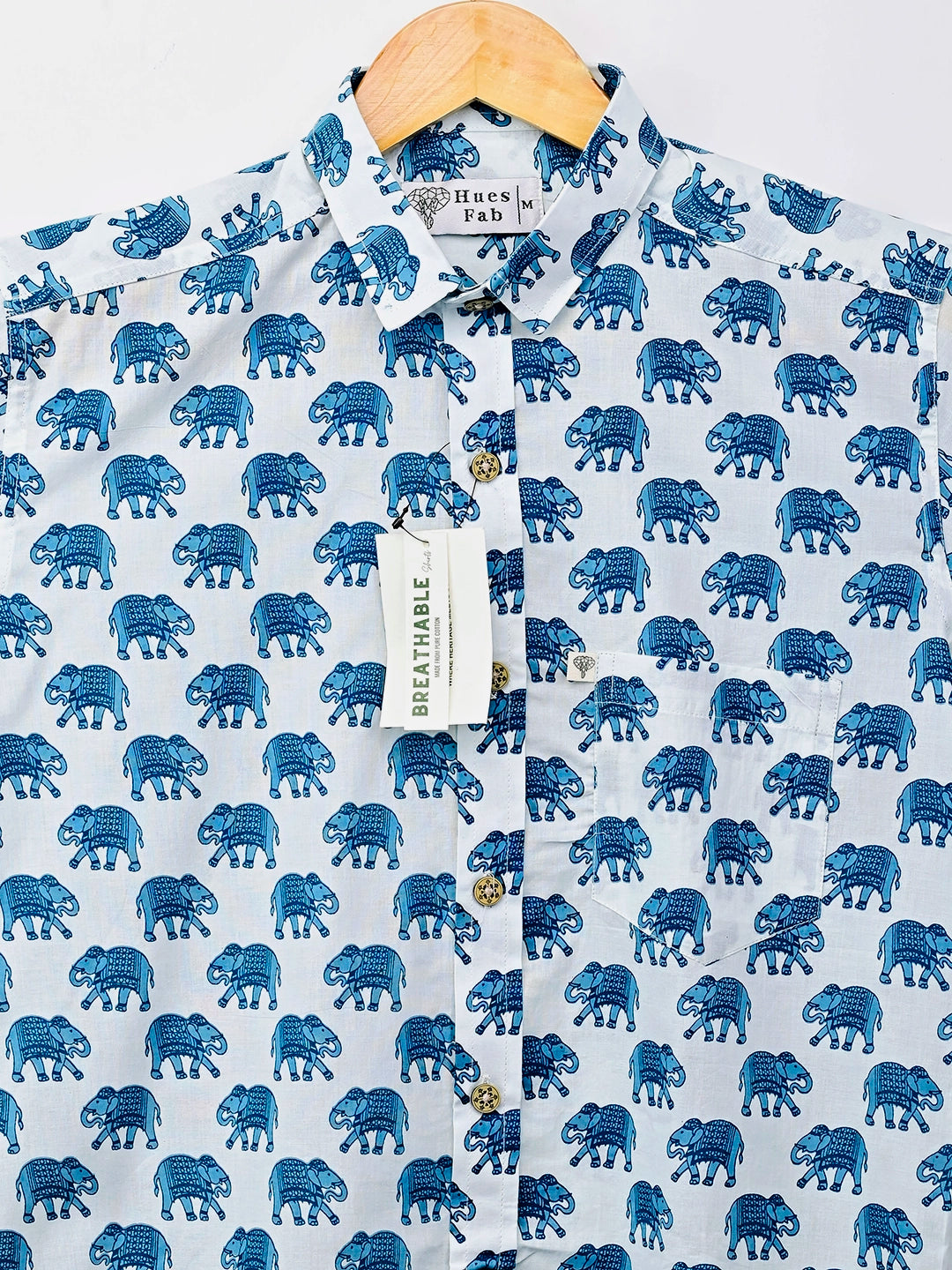 Sky Blue Elephant Half-Sleeves Shirt