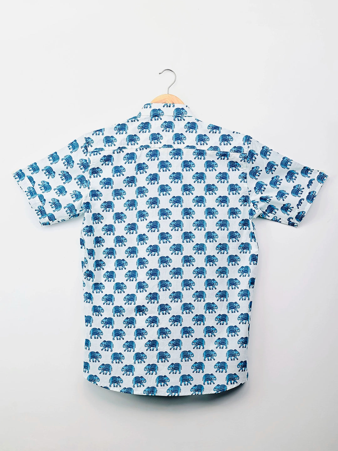 Sky Blue Elephant Half-Sleeves Shirt