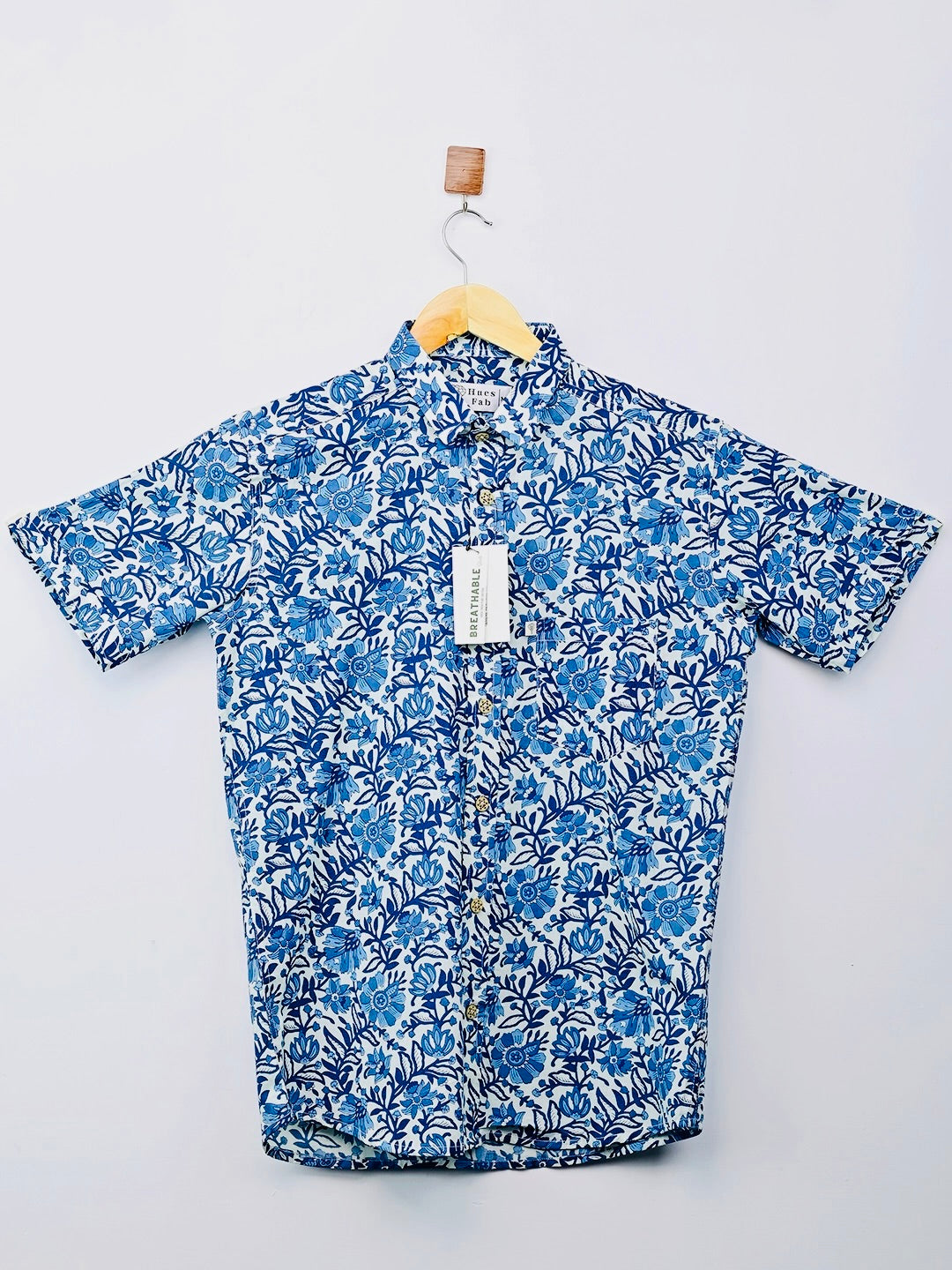 Blue Floral printed Half-Sleeves Shirt