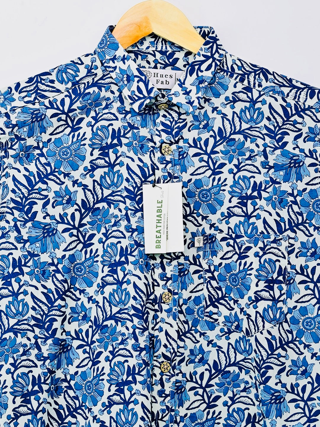 Blue Floral printed Half-Sleeves Shirt
