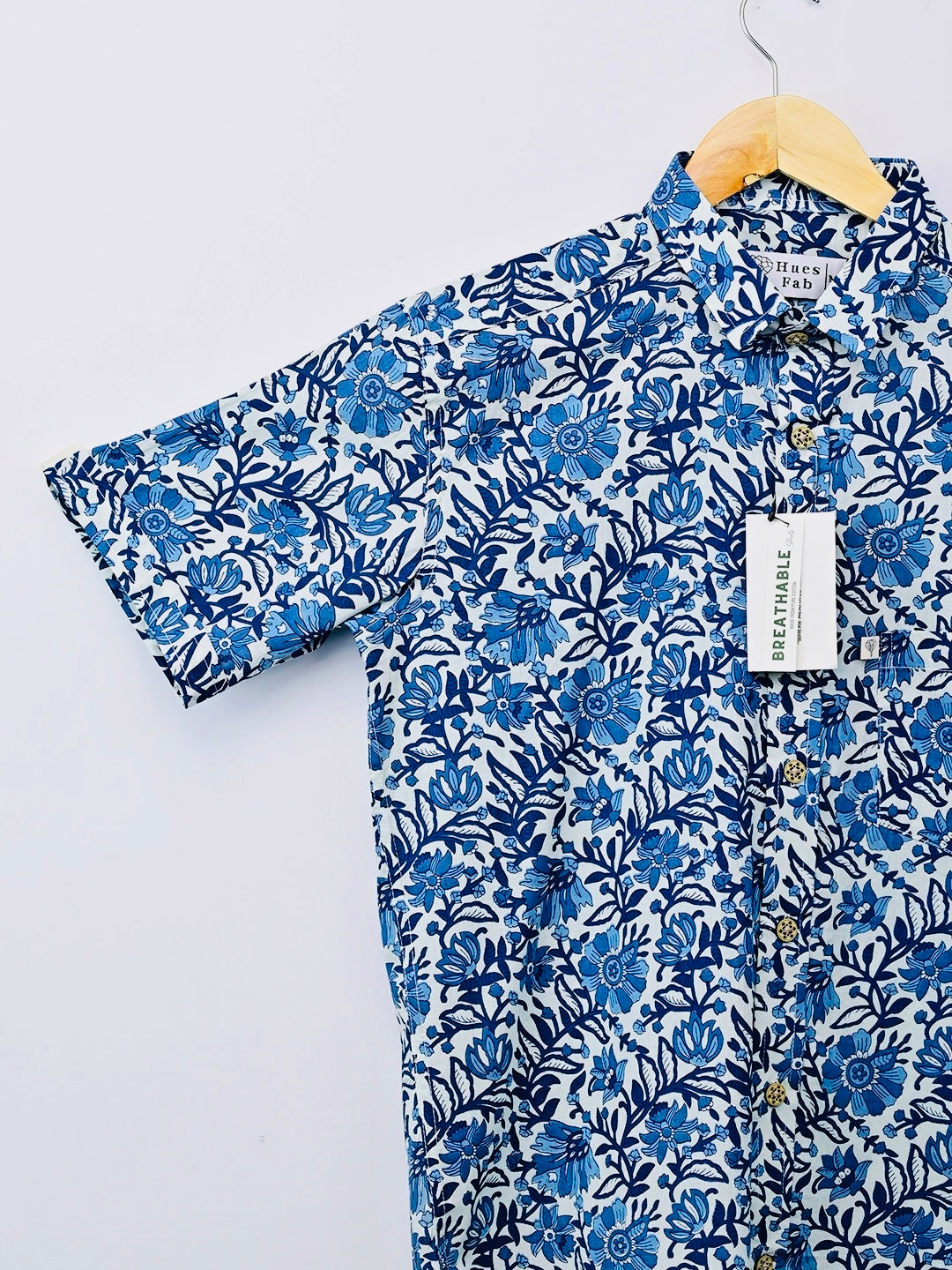 Blue Floral printed Half-Sleeves Shirt