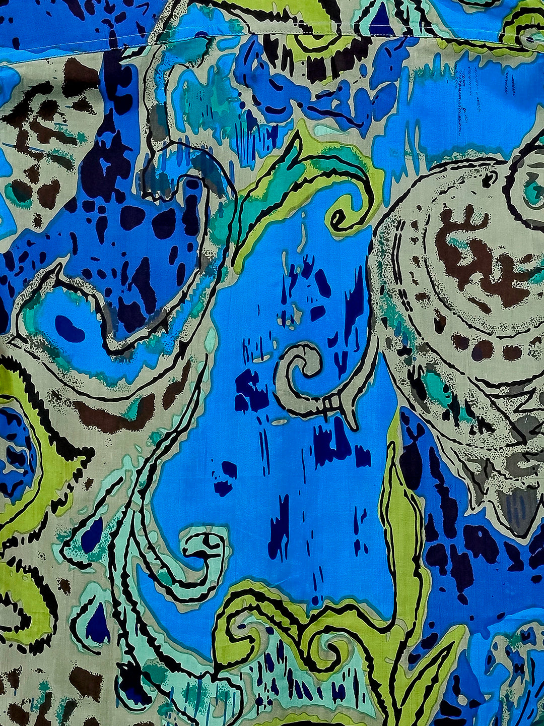 Blue Grey Abstract Half-Sleeves Shirt