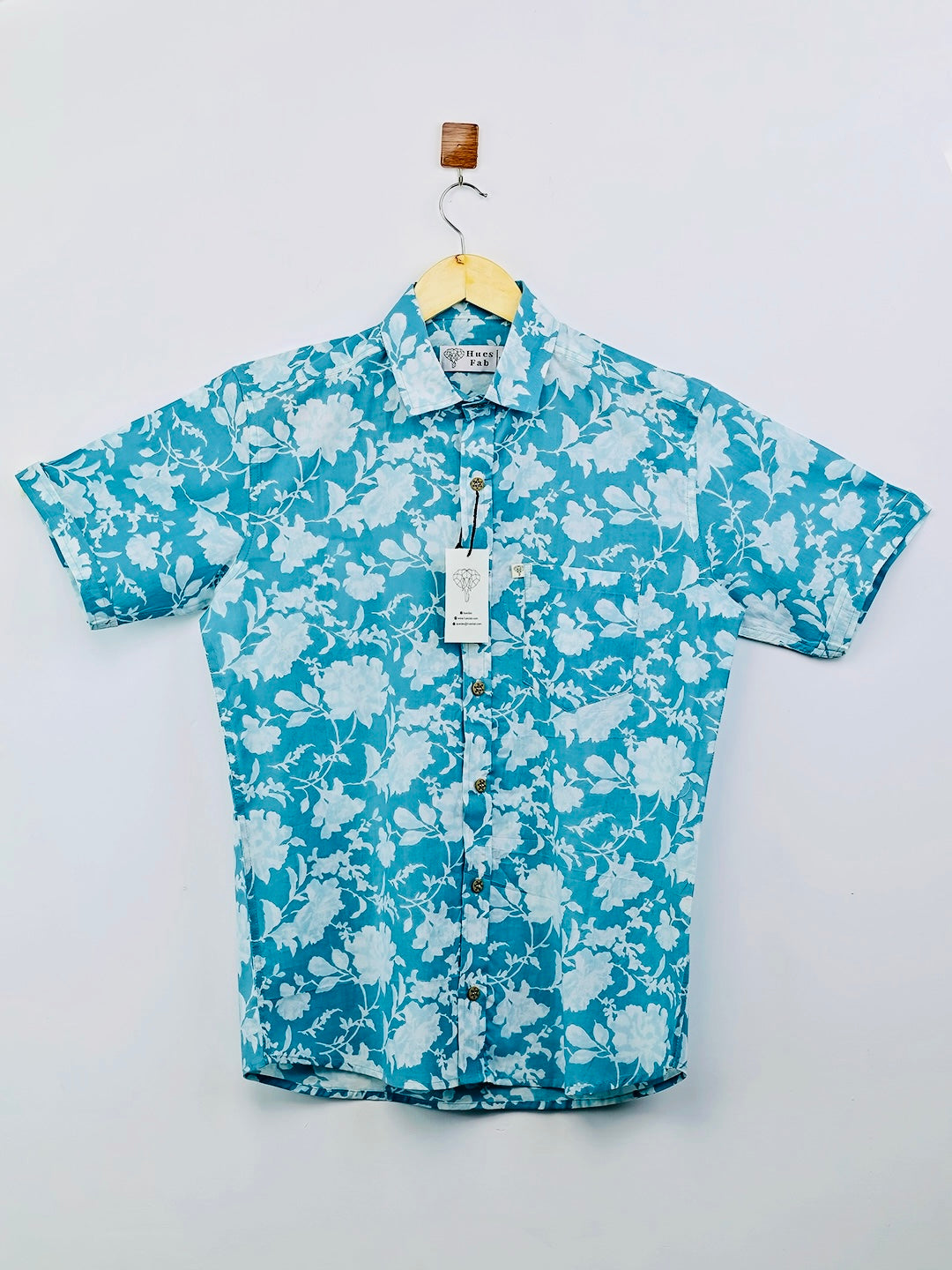 Sky Blue Flowers Half-Sleeves shirt