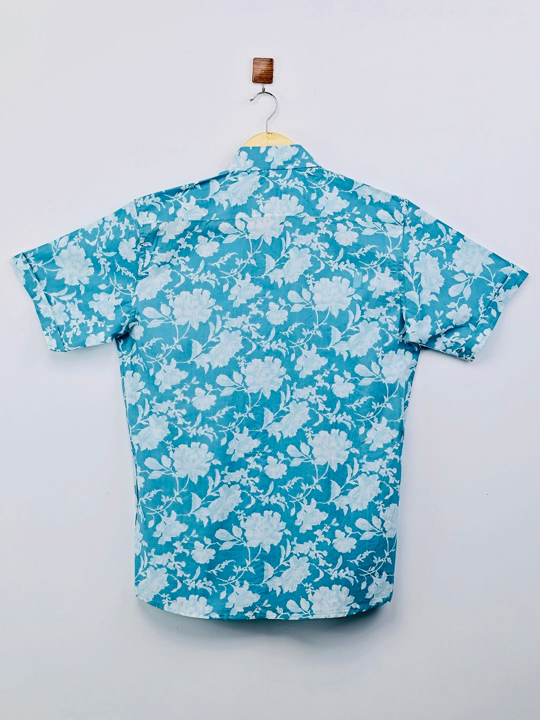 Sky Blue Flowers Half-Sleeves shirt