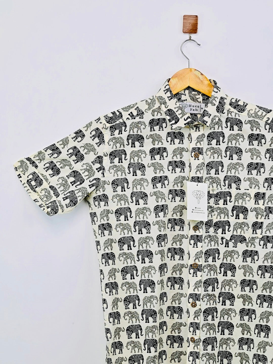 Black Multicolour Elephant Half-Sleeves Shirt