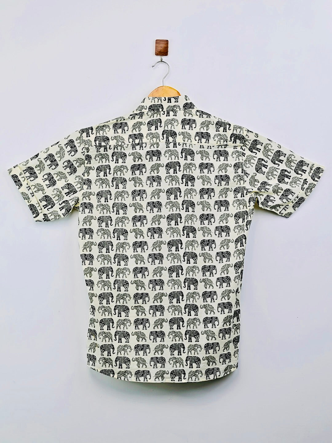 Black Multicolour Elephant Half-Sleeves Shirt