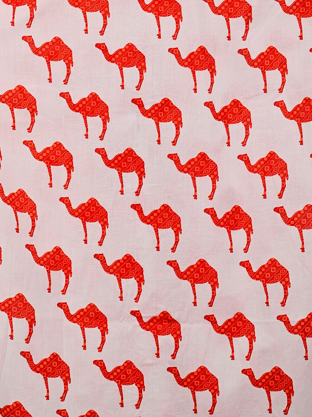 white and red camel printed half-sleeves shirt