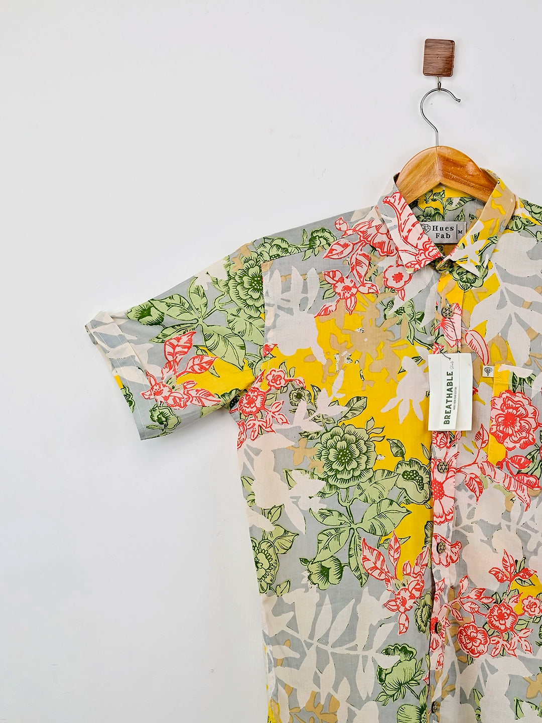 Cream – Pink Floral Printed Half-Sleeves Shirt