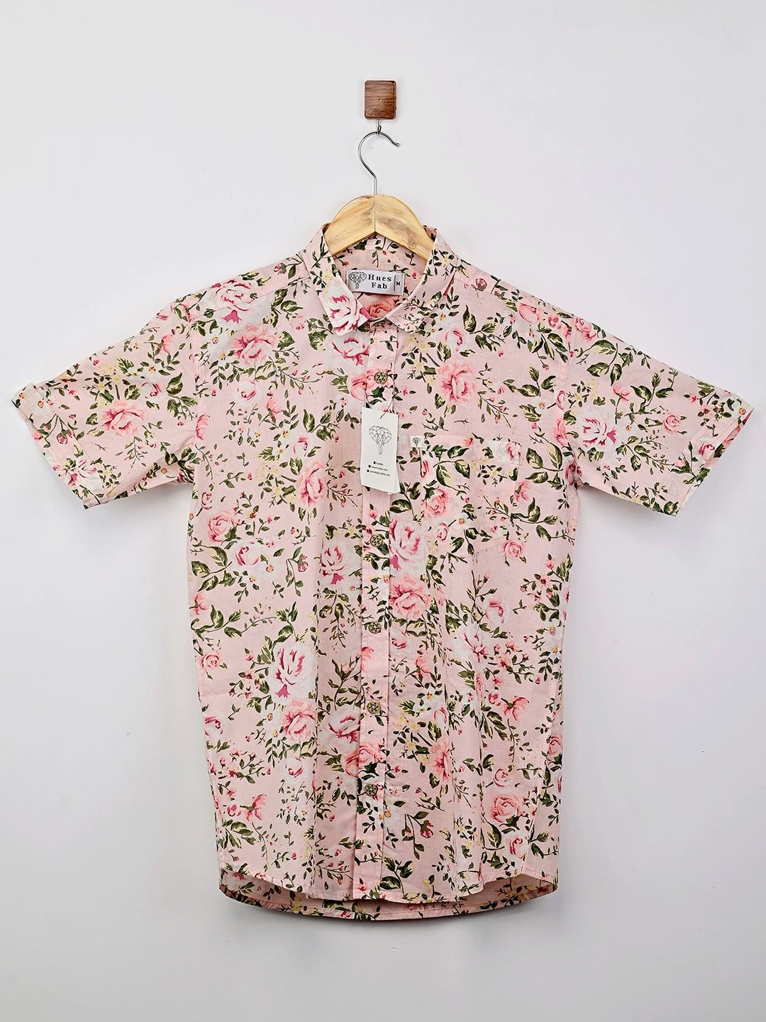 Pink Floral Printed Half Sleeves Shirt