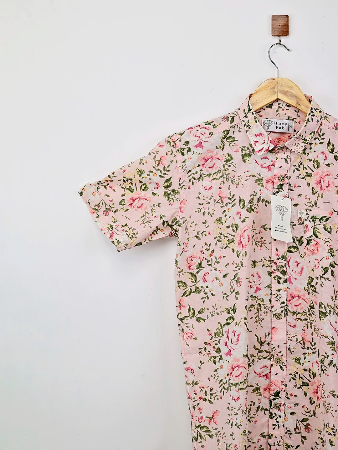 Pink Floral Printed Half Sleeves Shirt