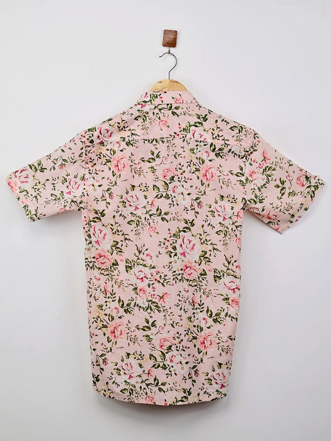Pink Floral Printed Half Sleeves Shirt