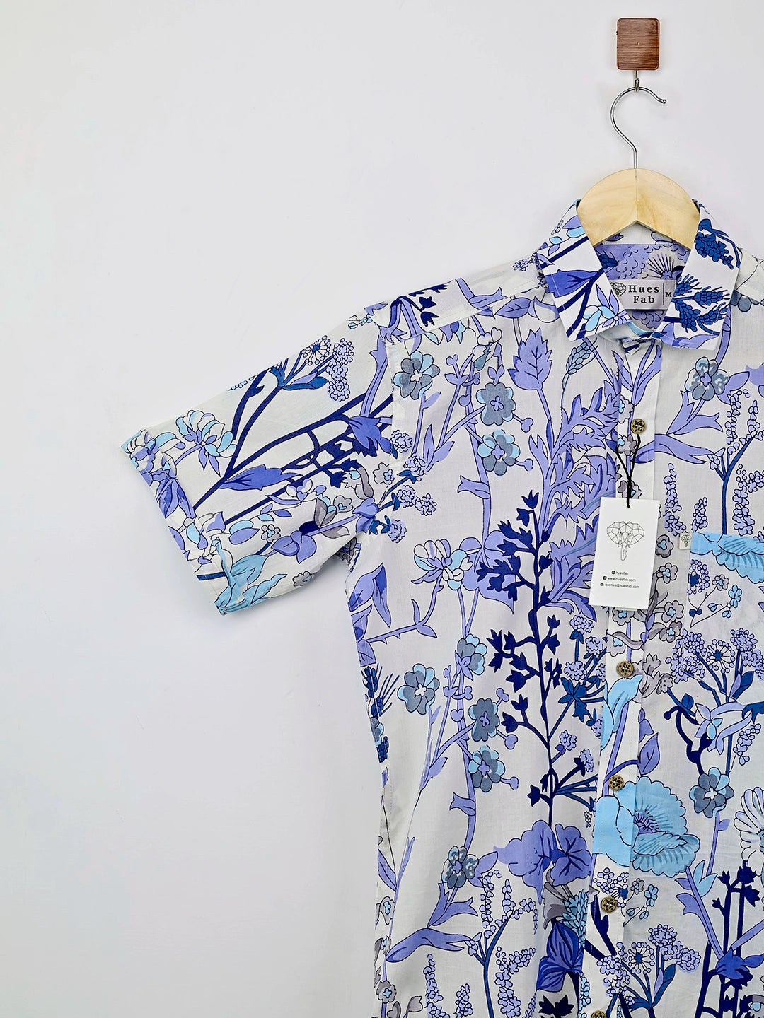 sky Blue Floral Printed Half Sleeves Shirt