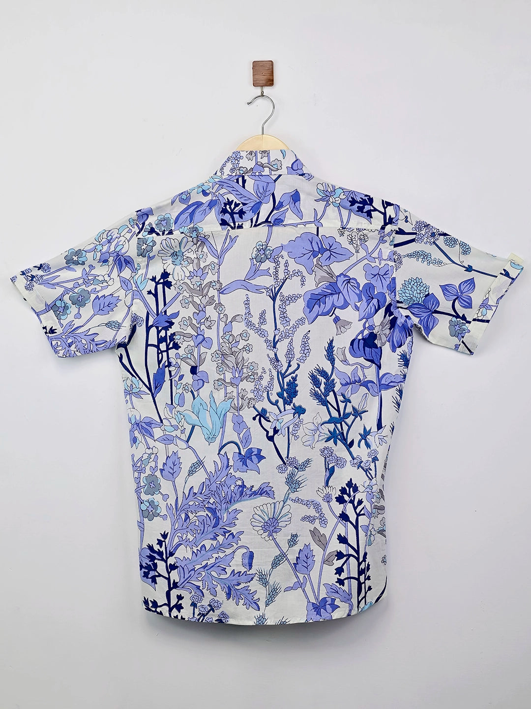 sky Blue Floral Printed Half Sleeves Shirt