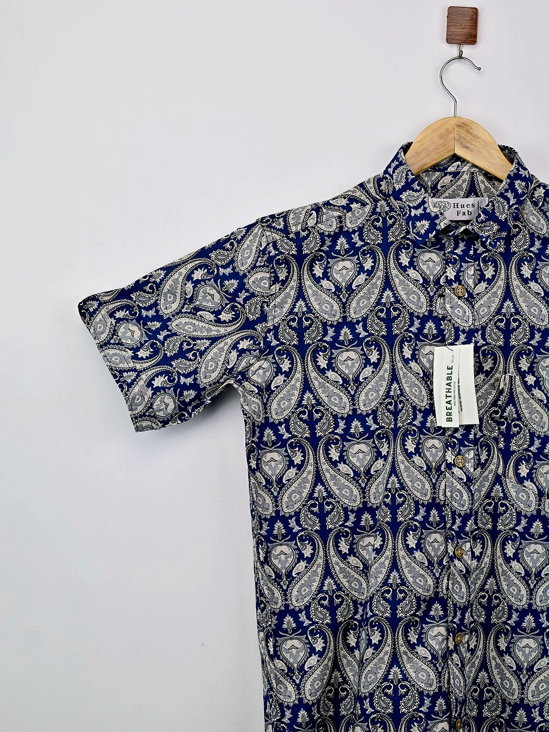 Navy Blue Paisley Printed Style half-sleeves Shirt