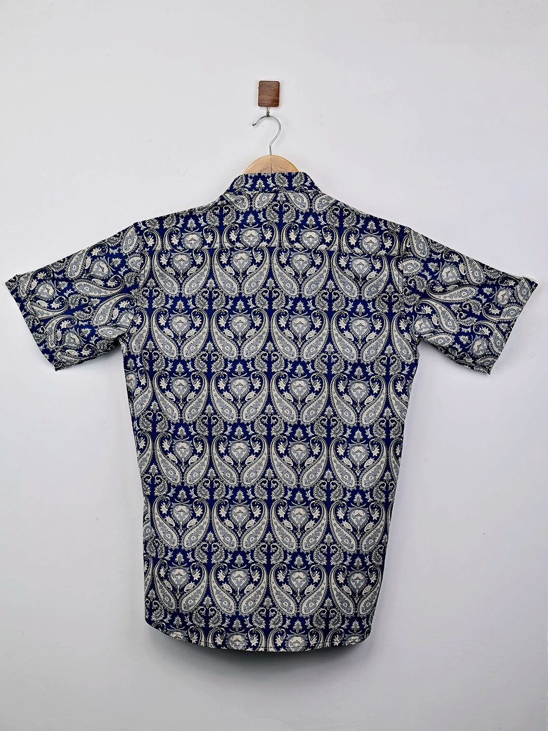 Navy Blue Paisley Printed Style half-sleeves Shirt