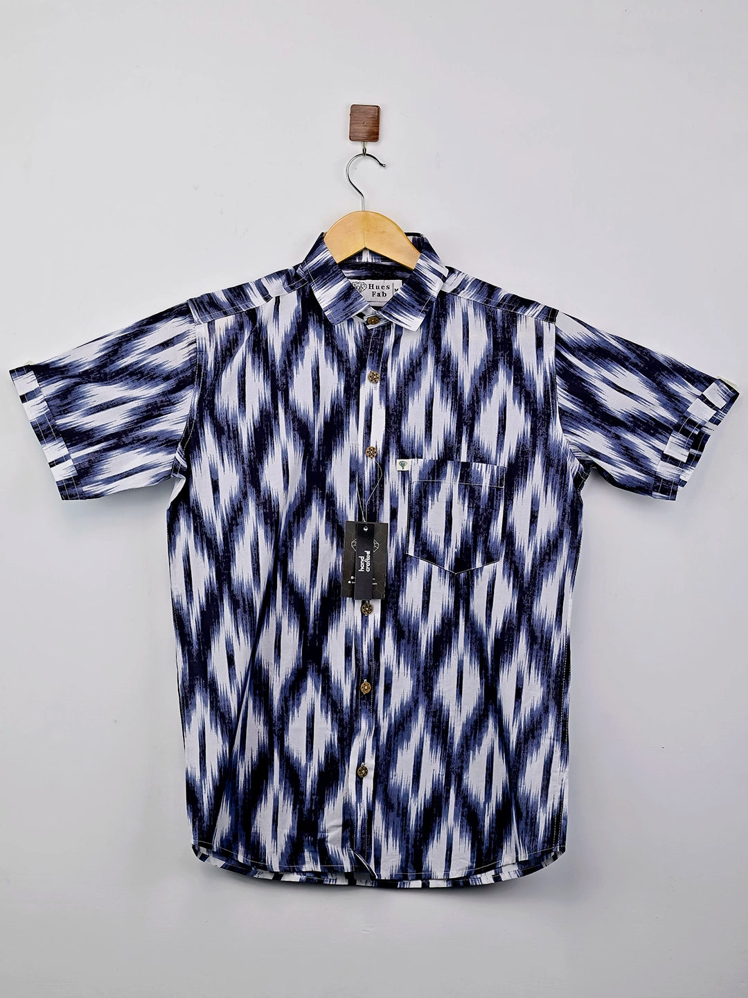 Black-Grey Abstract Half-Sleeves Shirt