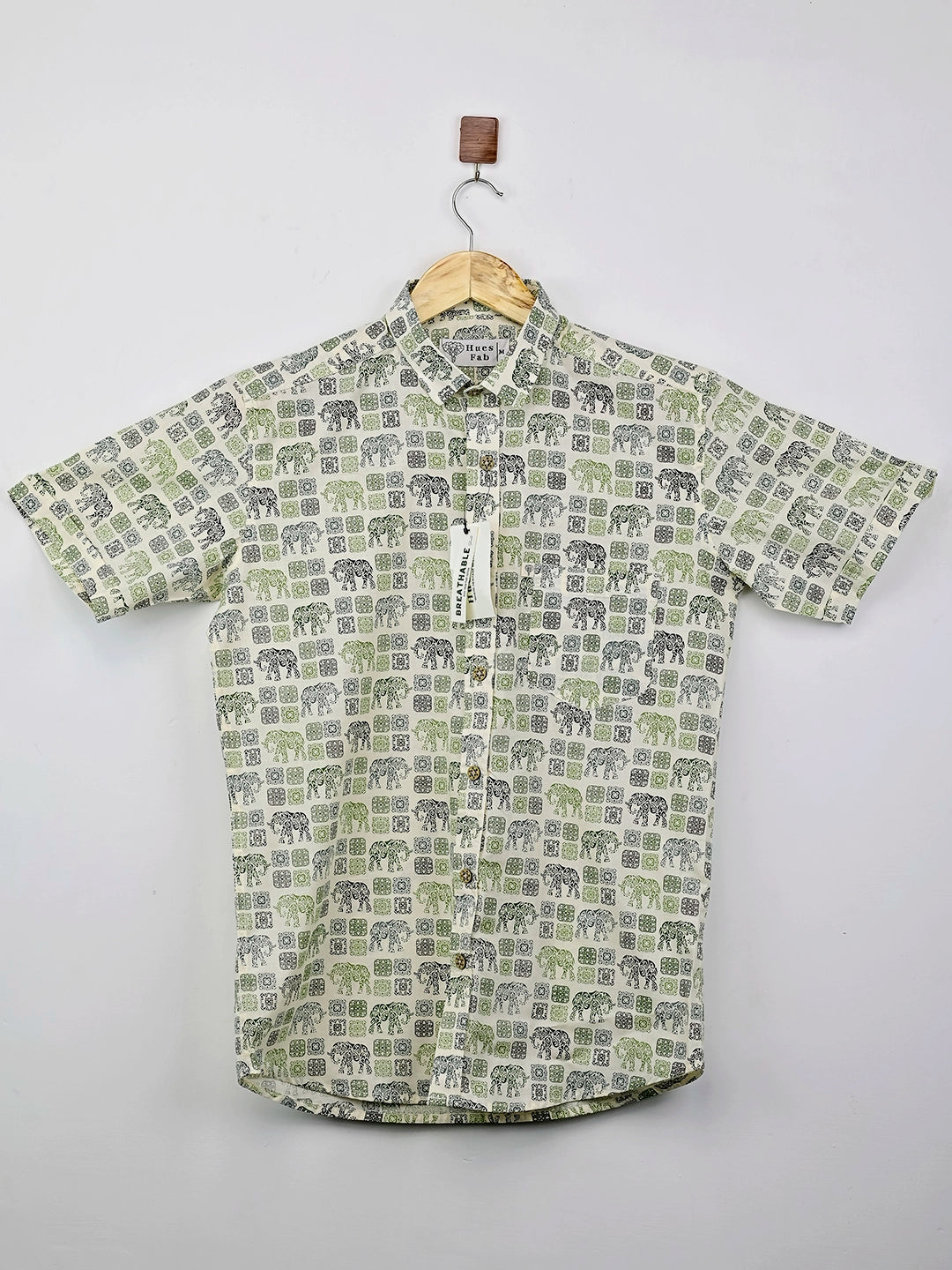 Green Multicolor Elephant Half Sleeves Shirt