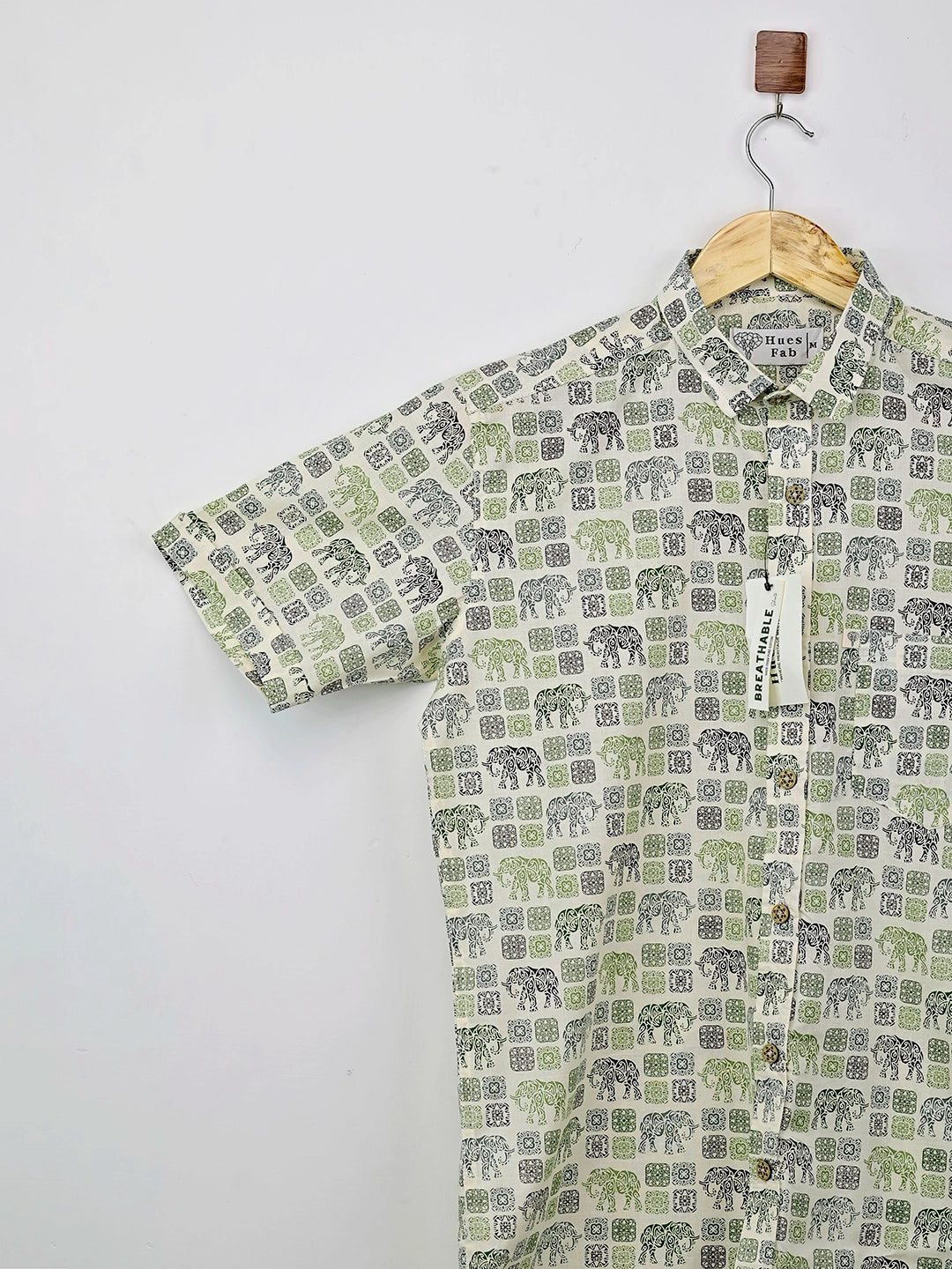 Green Multicolor Elephant Half Sleeves Shirt