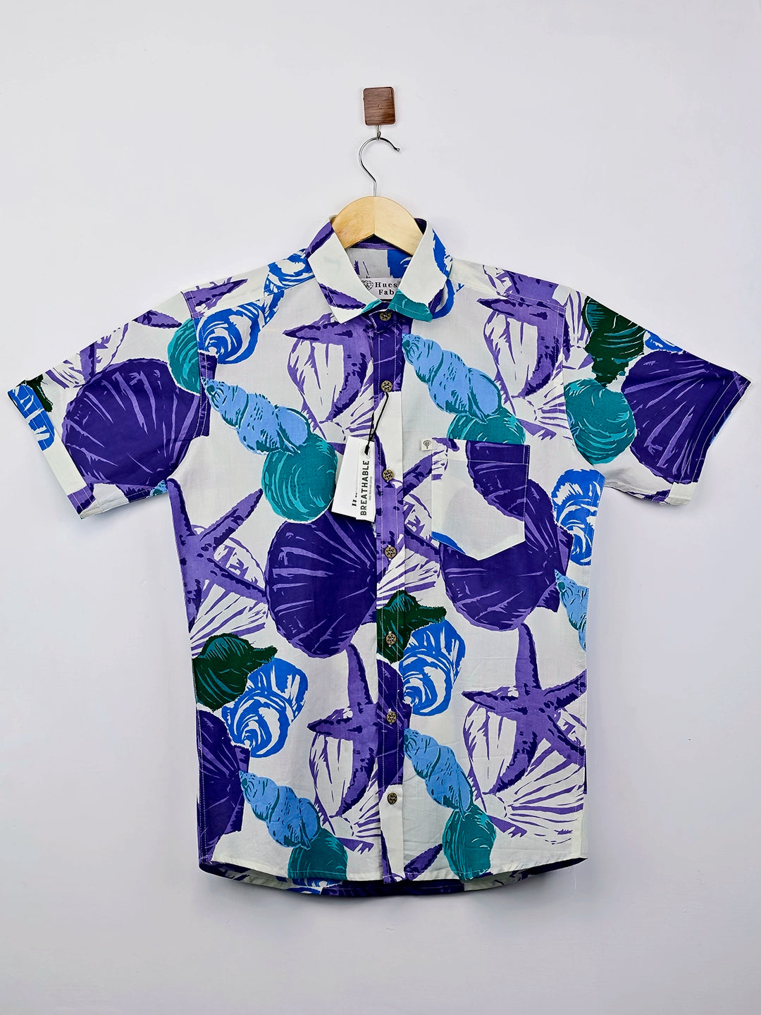 White Blue Stars Printed Half Sleeves Shirt
