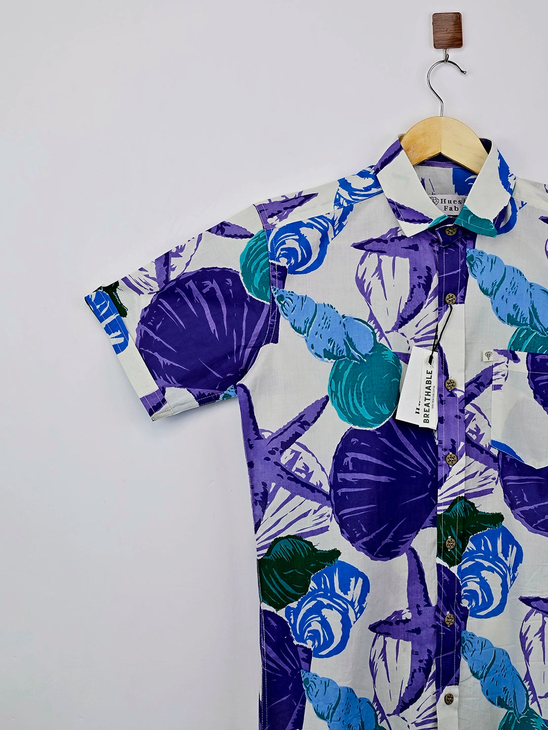 White Blue Stars Printed Half Sleeves Shirt