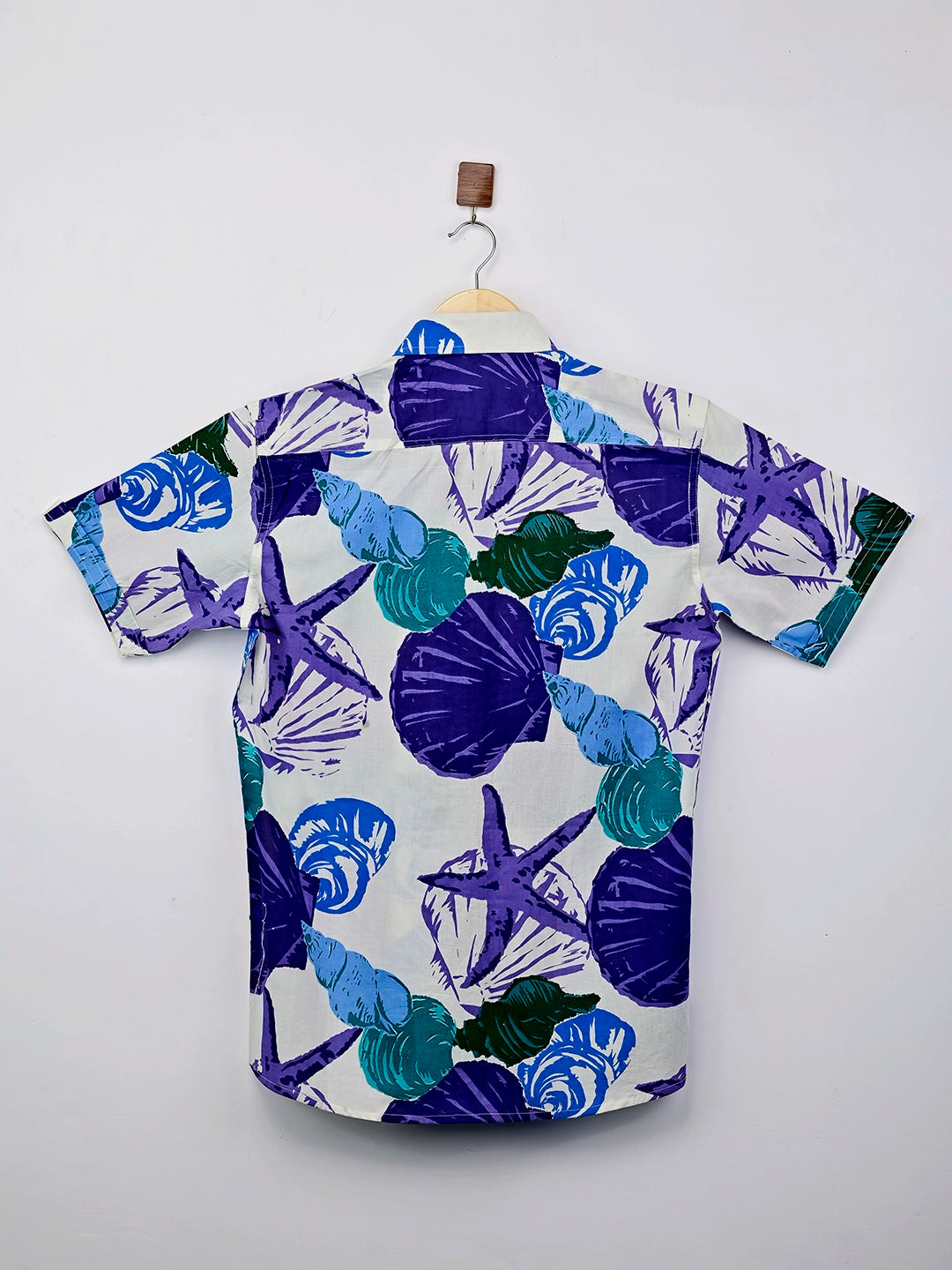 White Blue Stars Printed Half Sleeves Shirt