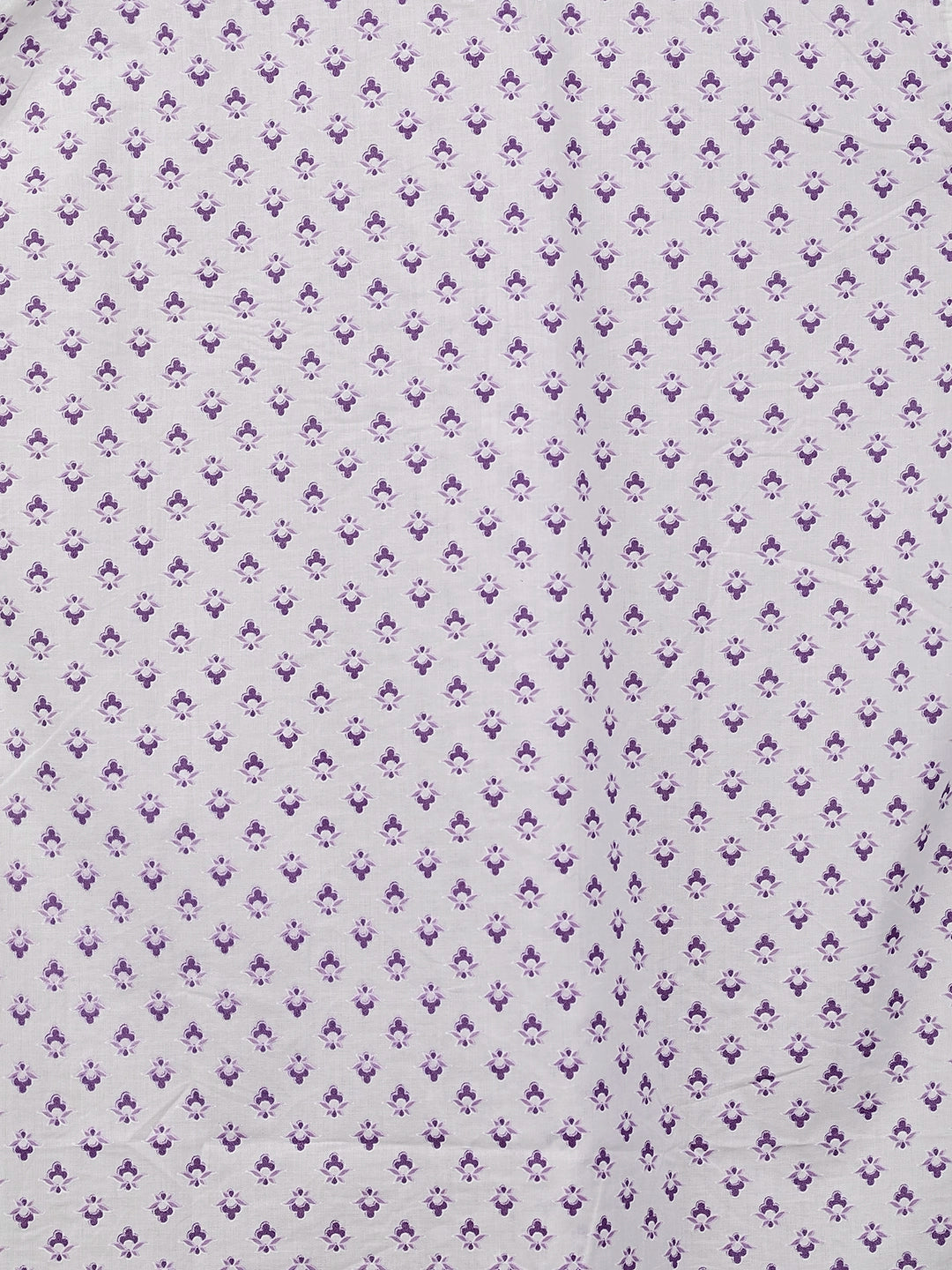 White – Purple Motif Printed Half-Sleeves Shirt