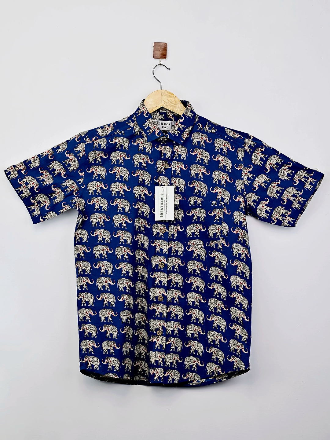 Navy Blue Elephant Printed Half Sleeve Shirt