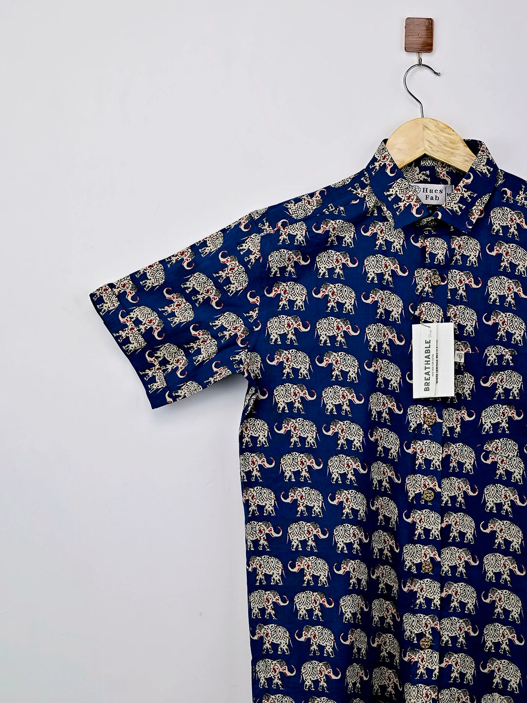 Navy Blue Elephant Printed Half Sleeve Shirt