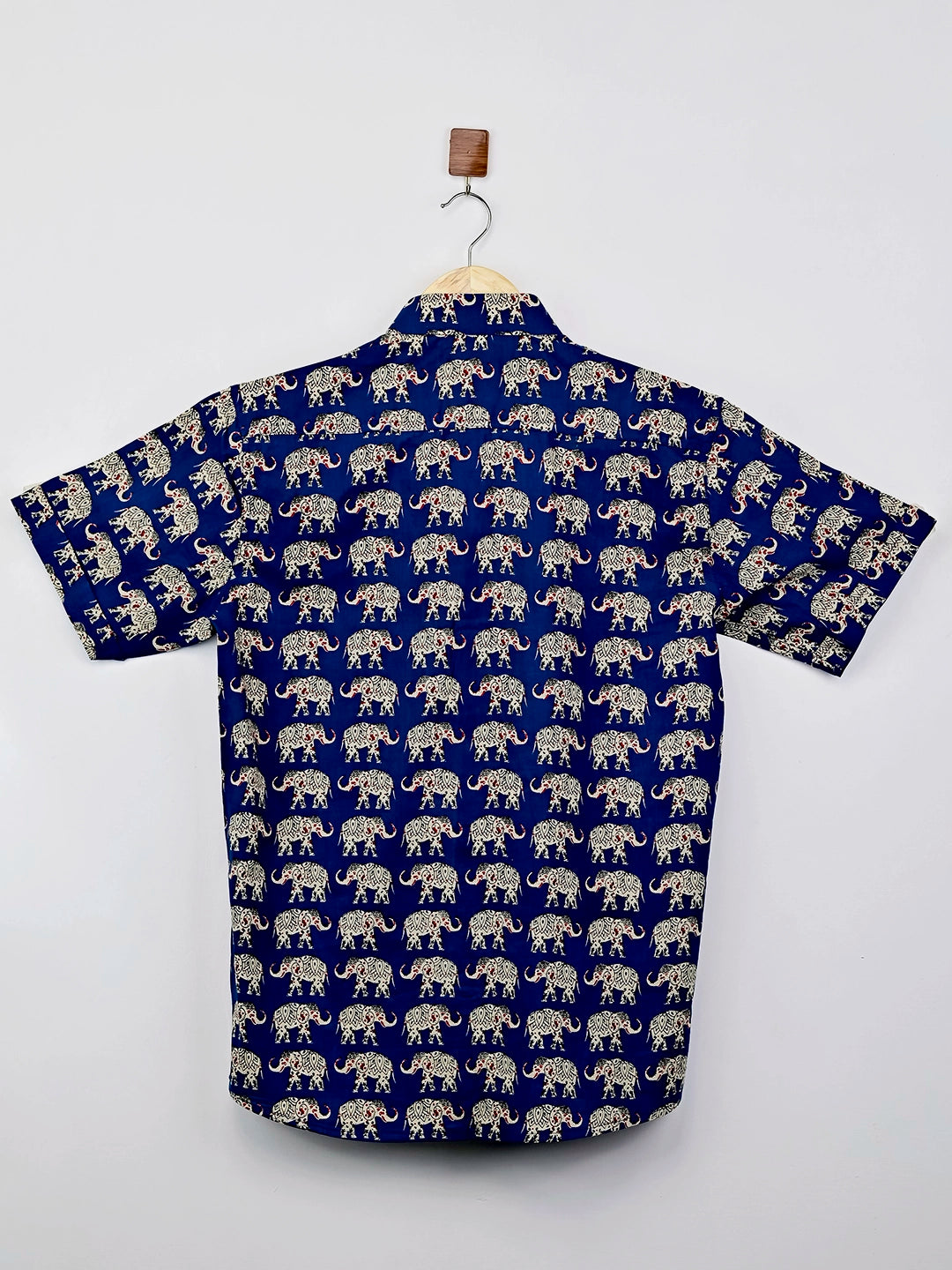 Navy Blue Elephant Printed Half Sleeve Shirt
