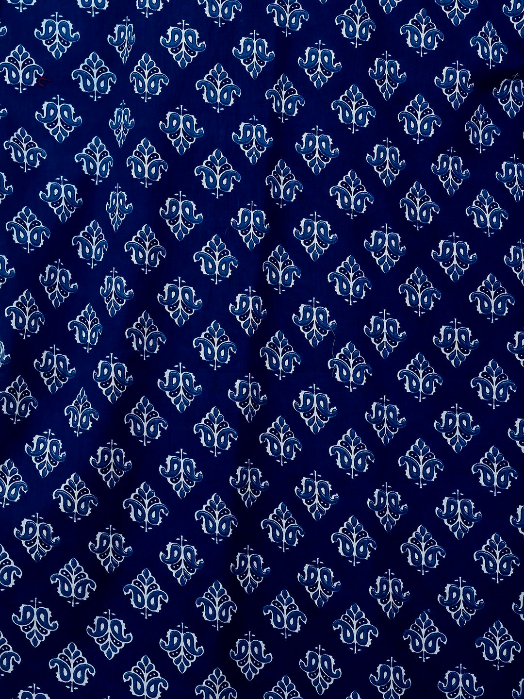 Navy Blue Motif Printed Half Sleeves Shirt