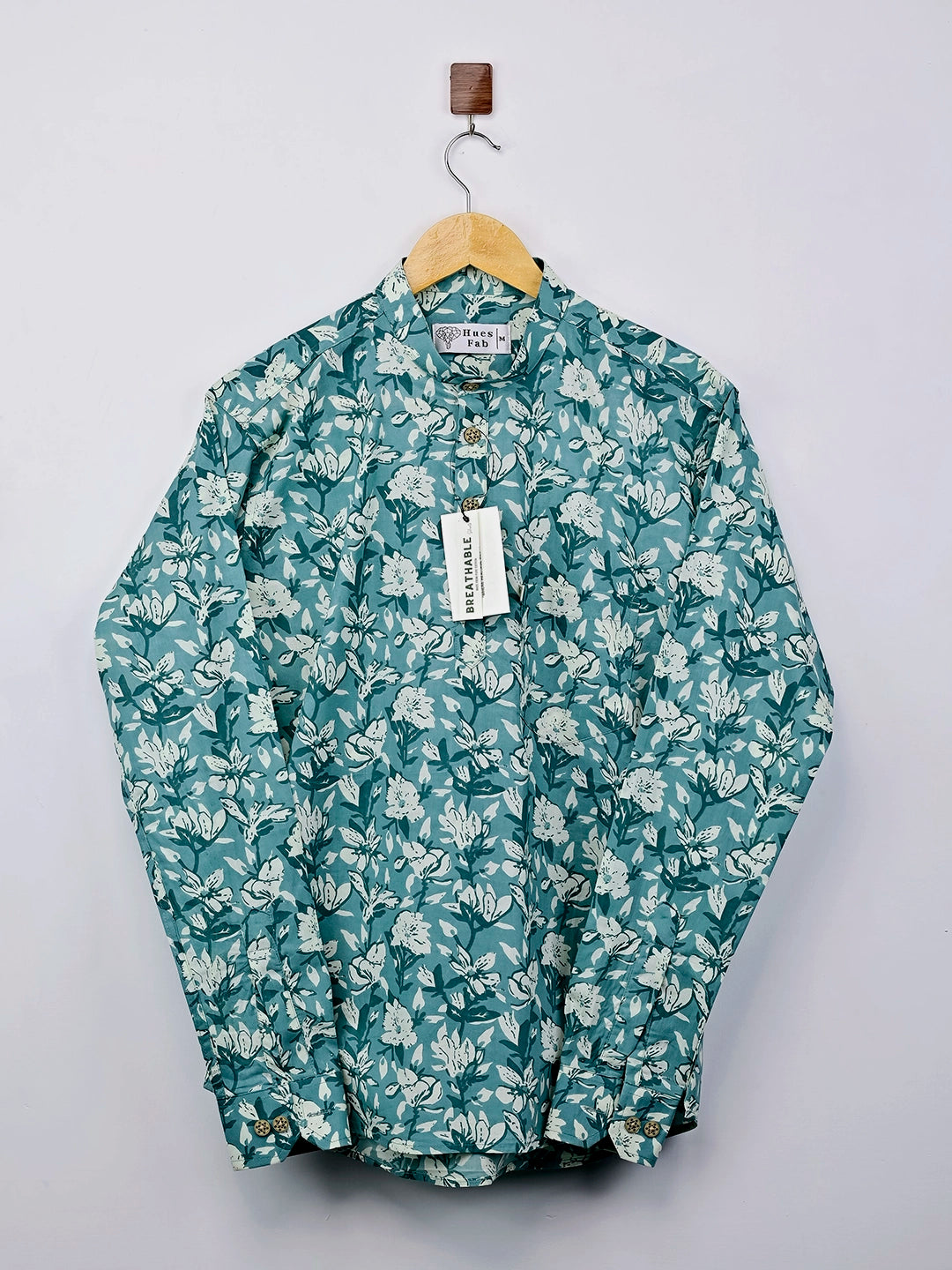 Sky Blue White flowers Printed Short Kurta