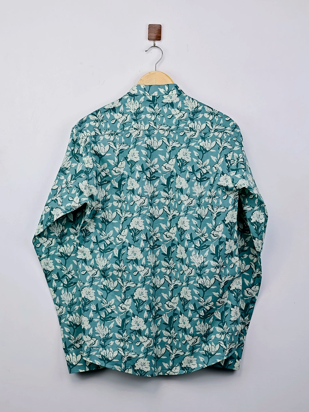 Sky Blue White flowers Printed Short Kurta