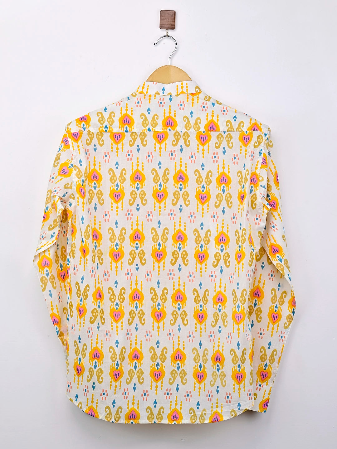 yellow-white ikat short kurta