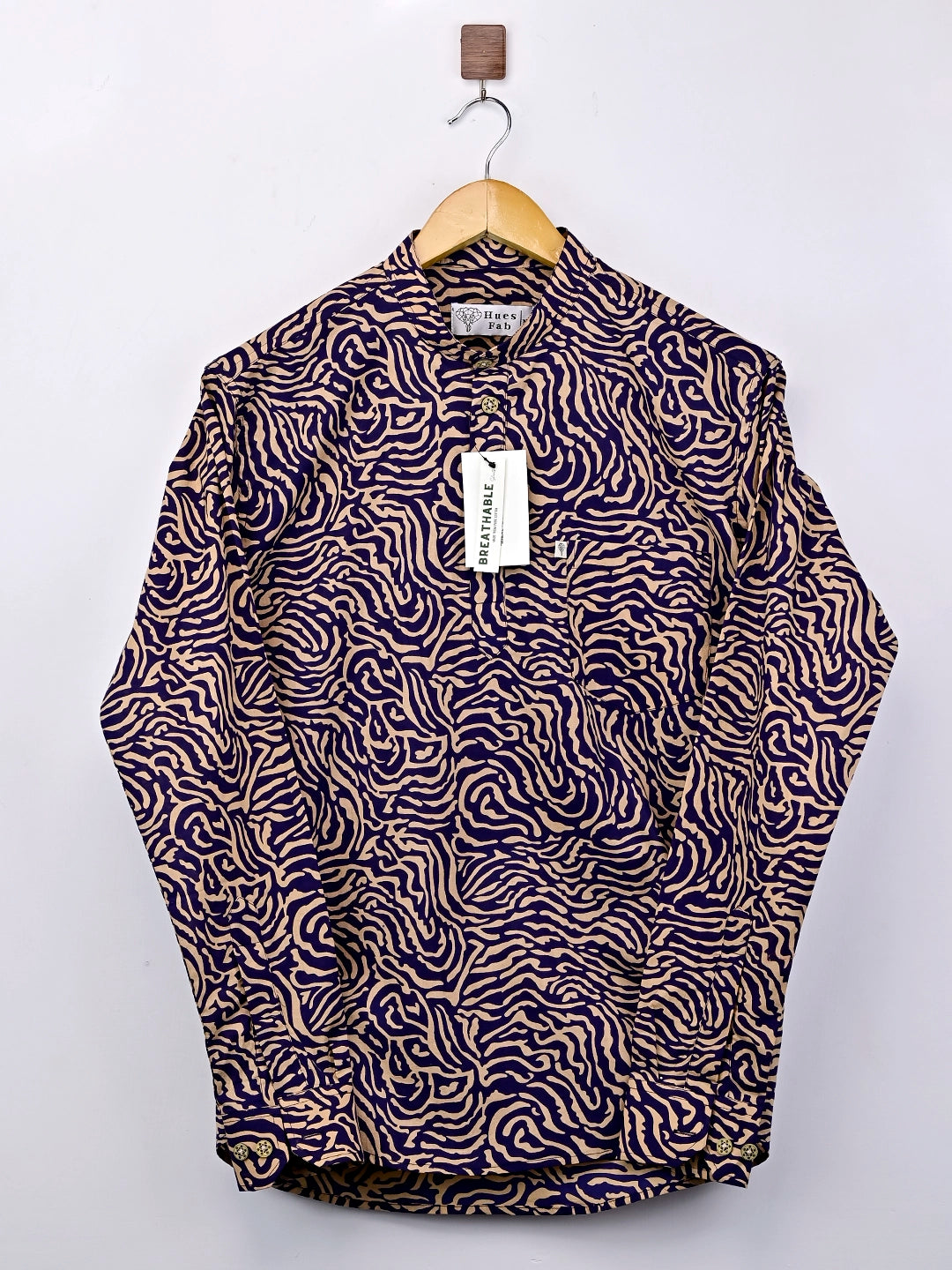 Navy Blue Cheetah Stripes Short Kurta