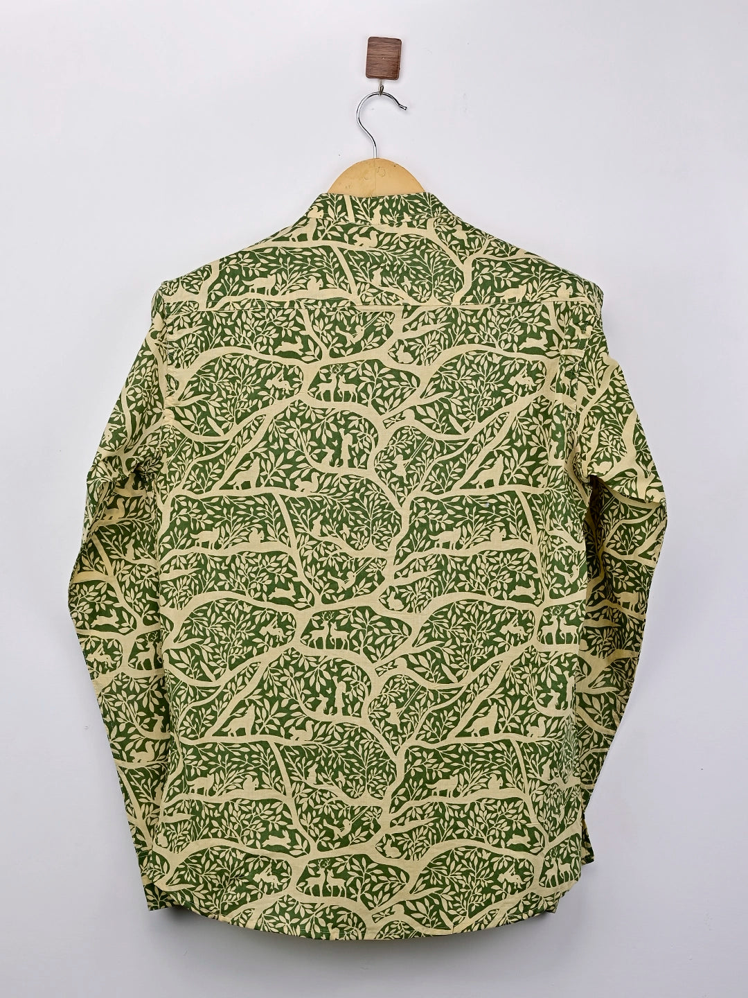 cream green jungle short kurta