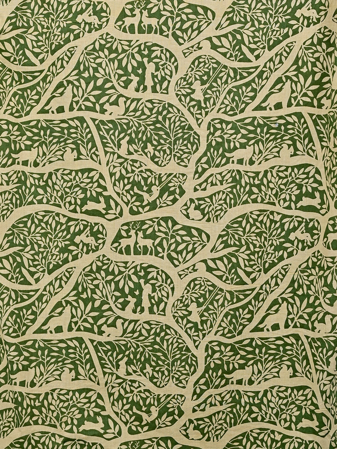 cream green jungle short kurta